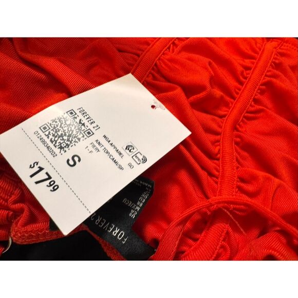 Forever 21 Red Ruched Spaghetti Strap Crop Top Size S - Picture 8 of 8